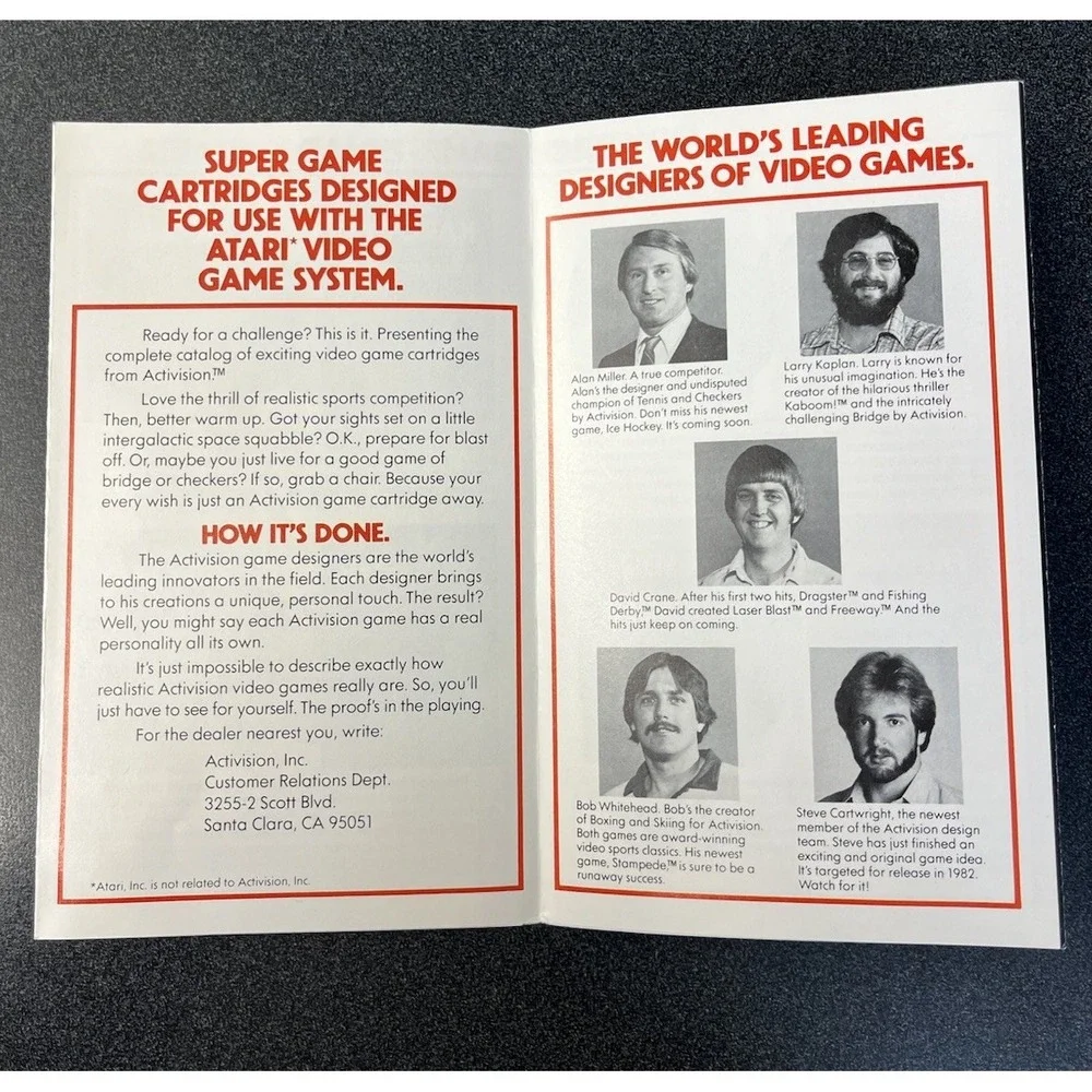 Activision Video Game Cartridge Catalog Insert Only 1981